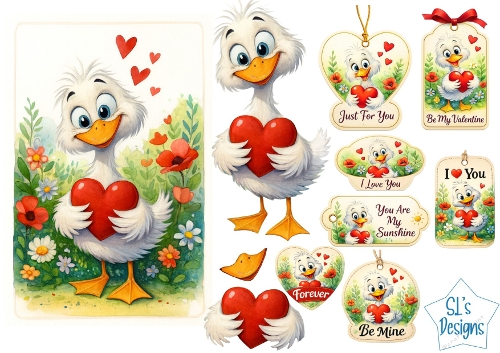 Valentine Duck Tags, Sweet, Sunny & Full of Love
