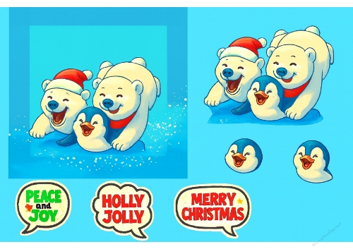 Festive Winter Otters – Cute Christmas Card Topper & Sentiments