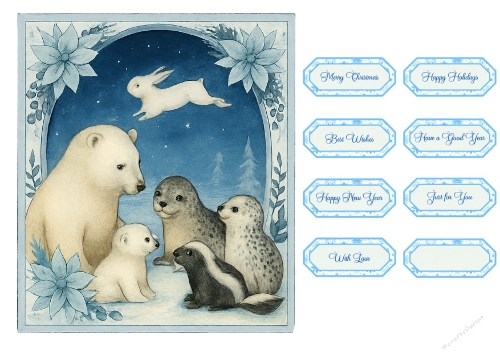 Arctic Animals Winter Scene with Holiday Gift Tags – Christmas Printable Kit