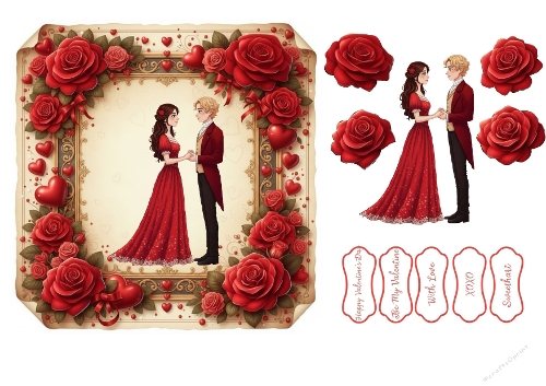 Timeless Romance – Valentines Couple Card Front with Labels