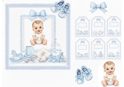 Sweet Baby Boy Keepsake & Tags – Blue Pastel Nursery Set
