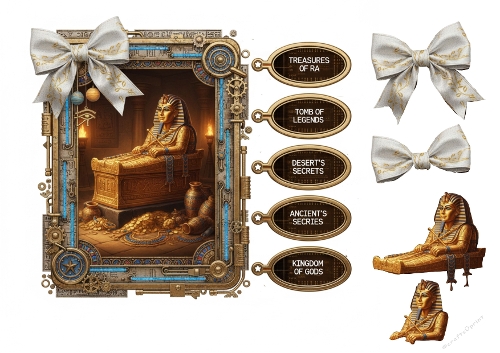 Ancient Egyptian Tomb Card & Tags – Steampunk Pharaoh Treasure Set