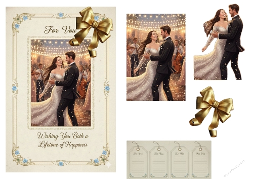 Elegant Wedding Celebration Card Kit – Bride & Groom Under Lights