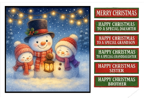 Magical Snowman Family Christmas Card Kit with Festive Labels