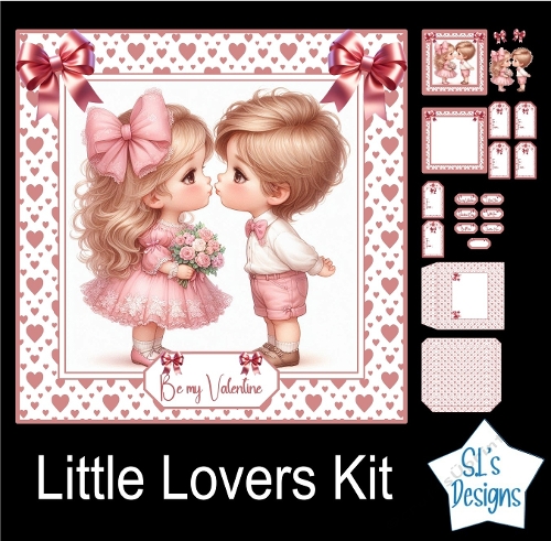 Little Lovers Valentine Printable Kit – Cute Children Valentine Card, Scrapbooking & Paper Craft Set