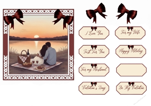 Romantic Lakeside Picnic – Valentines Day & Anniversary Card Topper