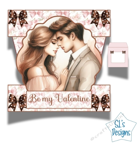 Be My Valentine Romantic Card Making Kit – Elegant Couple Love Card – Soft Pink Floral Valentine Kit