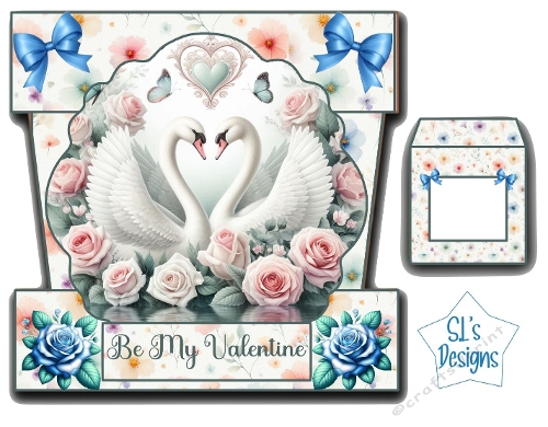 Swans in Love Valentine Card Making Kit – Elegant Swan Couple Love Card – Floral Romantic Valentine Kit