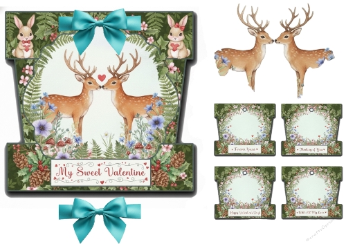    Woodland Valentine Clipart Set – Deer, Rabbits & Nature Frames