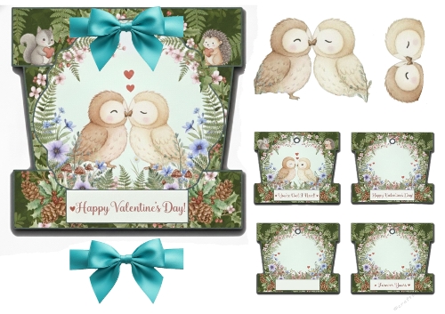 Valentine Owls & Woodland Love Clipart – Forest Animals & Floral Frames