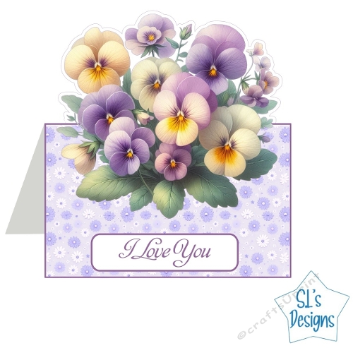 Watercolor Pansy Flower Card Topper – Hand Drawn Floral Envelope Illustration – Romantic Violet Bouquet for Card Making