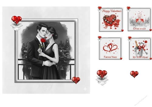 Romantic Balcony Embrace & Valentines Mini Scenes