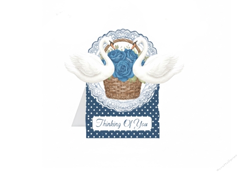 Elegant Swans & Blue Roses Thinking Of You Card Kit