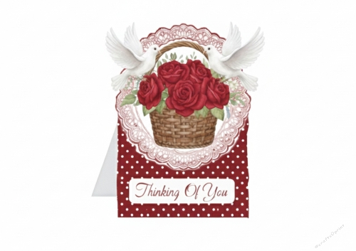 Thinking Of You Red Roses and Doves Card Topper