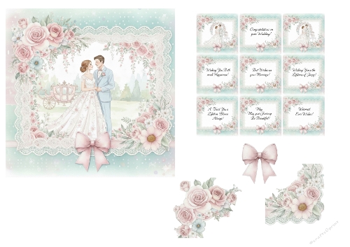 Fairytale Wedding Card Topper with Romantic Floral Accents