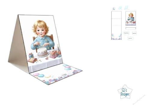 Birthday Box Card with Girl, Unicorn & Party Icons