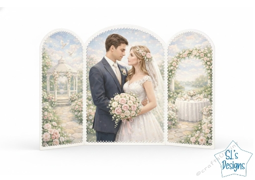 Bride and Groom Wedding Card Kit | Romantic Floral Wedding Scene | Elegant Fold Wedding Card | Printable Card Making Kit
