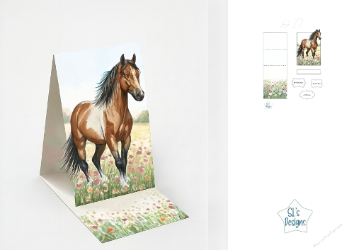 Horse & Wildflowers Box Card for Nature Lovers