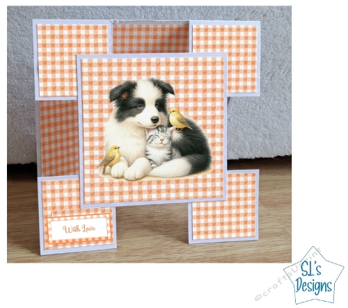 Cute Puppy & Kitten Stepper Card – Printable 3D Fold Card Design for Handmade Greeting Cards