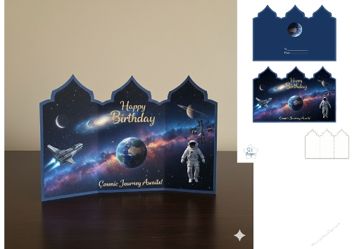 Cosmic Birthday Card – Astronaut & Galaxy Adventure