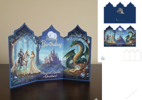 Fantasy Birthday Card – Dragon, Castle & Magical Adventure