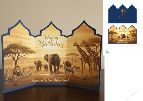 Safari Birthday Card – Wild Animal Adventure in the Savanna