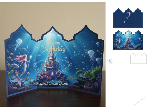 Mermaid Birthday Card – Magical Ocean Quest & Underwater Castle