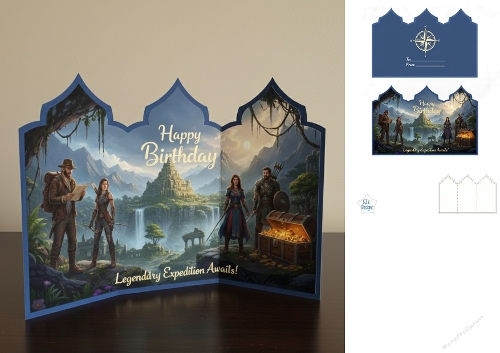 Fantasy Birthday Card – Legendary Expedition & Treasure Quest Adventure