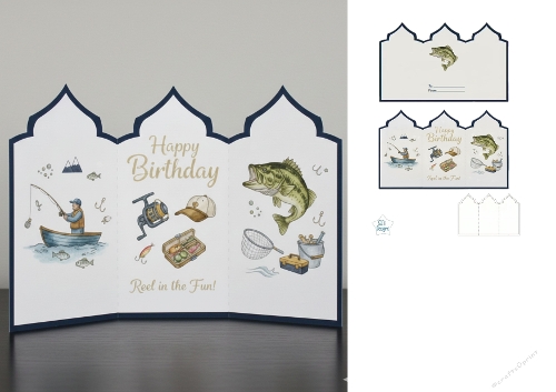 Fishing Birthday Card – Reel in the Fun with Boat, Gear & Big Catch