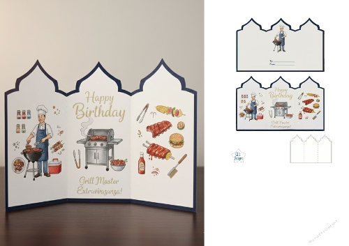 BBQ Birthday Card – Grill Master Extravaganza with Ribs, Burgers & Backyard Fun