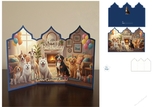 Puppy Pawty Birthday Card – Canine Carnival Celebration