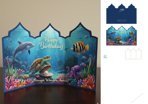 Oceanic Wonder Birthday Card – Underwater Adventure Printable