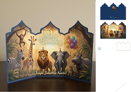 Jungle Jamboree Birthday Card – Fun Animal Party Design
