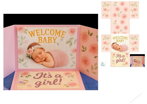 Baby Girl Announcement Box – Printable 3D Keepsake Craft
