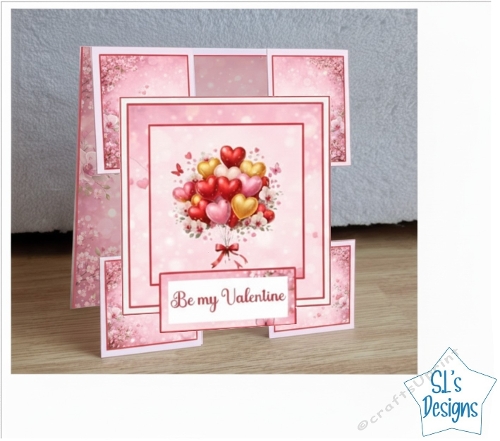 Valentines Day T-Panel Card Kit | Be My Valentine Balloon Card | Stand-Up Love Card | Printable Craft Kit