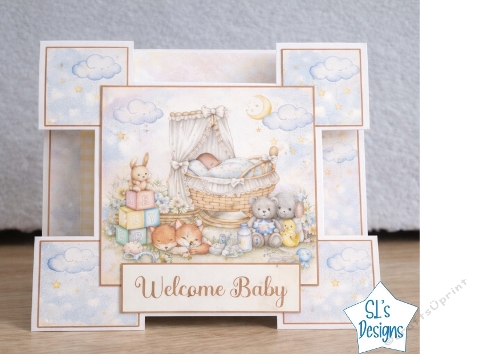 Welcome Baby Easel Card Printable | Newborn Nursery Cute Animals | Baby Shower Card Digital Download