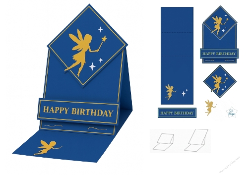 Magical Fairy Birthday Card Kit – Gold Silhouette & Starry Night Theme