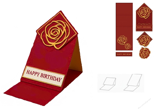 Luxury Rose Birthday Card Kit – Red & Gold Floral Elegance