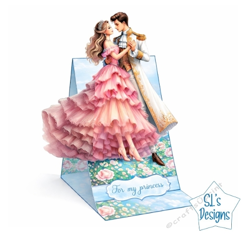 Romantic Princess & Prince Pop Up Card Template | Fairytale 3D Valentine Wedding Card | Printable Paper Craft