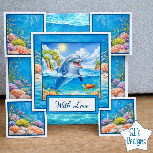 Dolphin Pop Up Card Template | 3D Ocean Greeting Card | Underwater Scene | DIY Printable Craft Kit