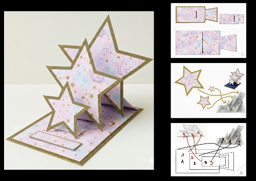 Celestial Pop-Up Star Card with Pastel Constellations and Glitter Accents