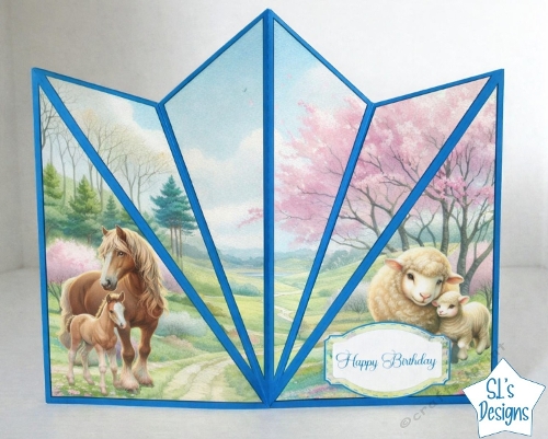 Farm Animals Pop Up Card Template | Horse and Sheep 3D Fan Card | Spring Country Birthday Card Printable