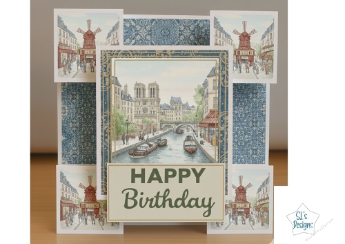 Elegant Paris Birthday Card with Notre-Dame and Moulin Rouge