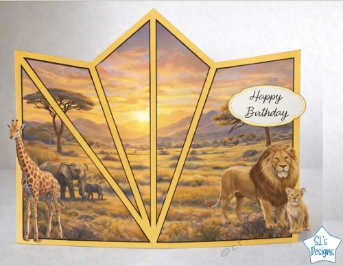 African Safari Birthday Card with Wildlife Scene