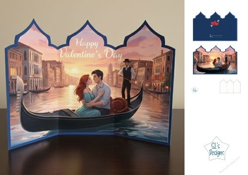 Venice Gondola Pop-Up Valentines Day Card – Romantic 3D Scene