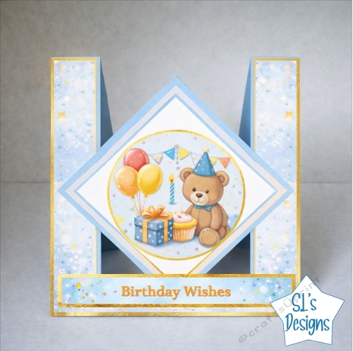 Cheerful Pop-Up Birthday Card with Teddy Bear and Cupcakes
