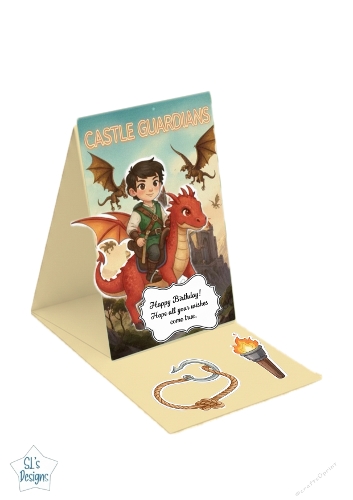 Castle Guardians Pop-Up Birthday Card – Fantasy Dragon Adventure