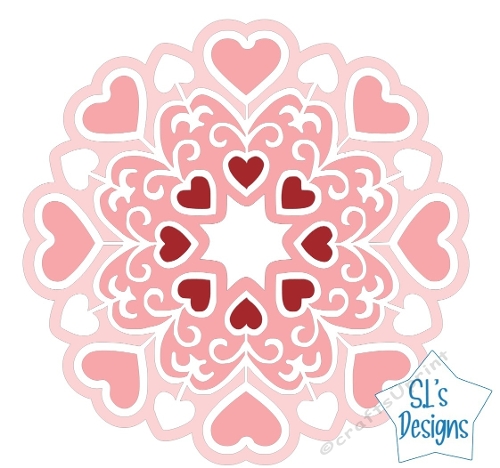 Romantic Heart Mandala Topper for Valentines Day