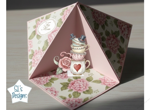 Whimsical Teacups Pop-Up Card Kit for Mom