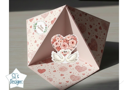 Elegant Swan Pop-Up Card for Wedding or Congratulations